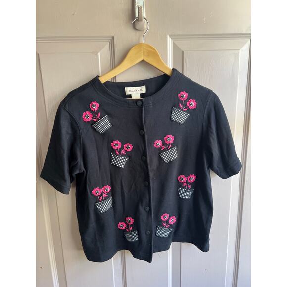 Bechamel Flower Pot Button Cardigan Shoulder Pads Small - Picture 1 of 3